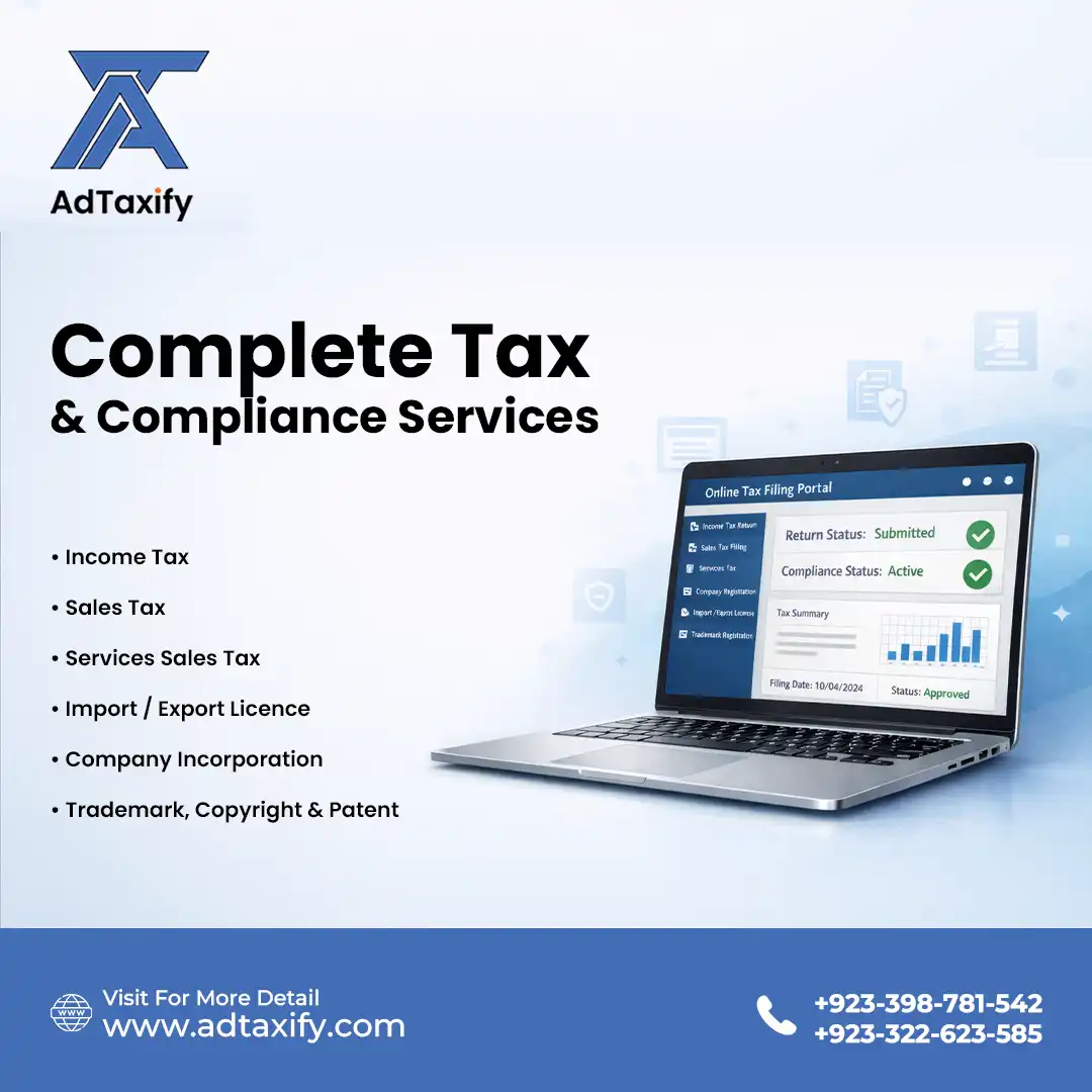 Professional tax consultant services including income tax, sales tax, company incorporation and trademark registration in Pakistan