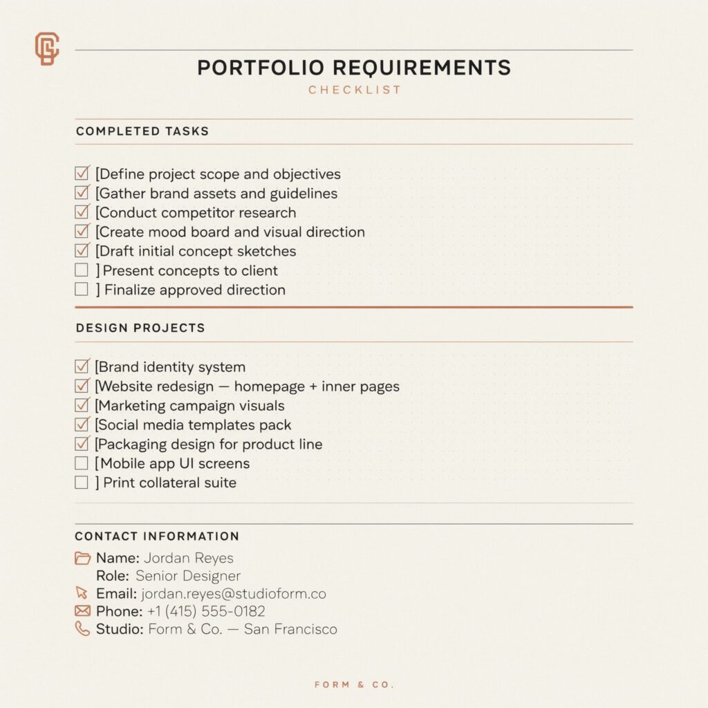 Graphic design portfolio checklist before publishing