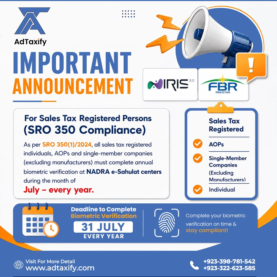 Sales Tax Biometric Verification under SRO 350 Compliance for Sales Tax Registered Persons in Pakistan – AdTaxify